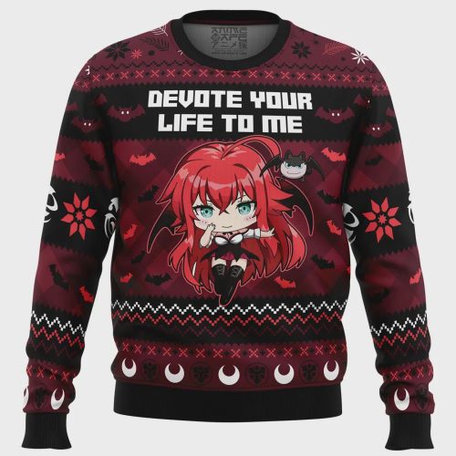 Stand out with our High School DxD Ugly Christmas Sweater – Devote Your Life to Me! Perfect for anime fans Limited stock!