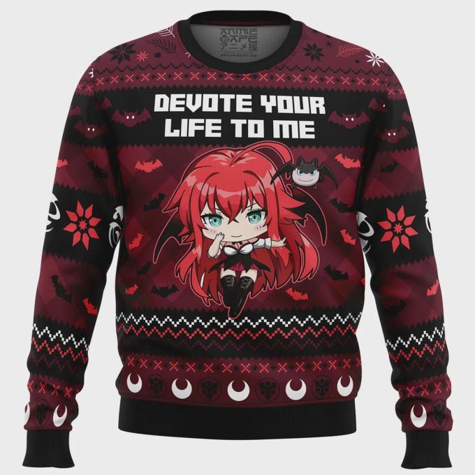 Stand Out With Our High School Dxd Ugly Christmas Sweater – Devote Your Life To Me! Perfect For Anime Fans Limited Stock!