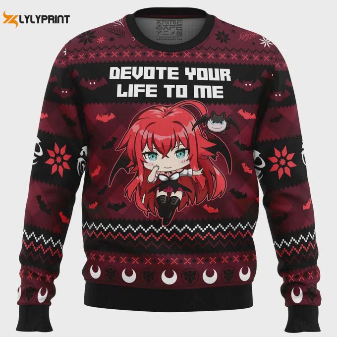 Stand Out With Our High School Dxd Ugly Christmas Sweater – Devote Your Life To Me! Perfect For Anime Fans Limited Stock!