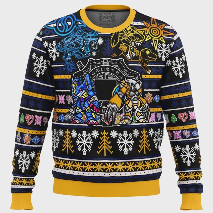 Get Festive With A Digimon Ugly Christmas Sweater – Perfect Gift For Anime Fans!