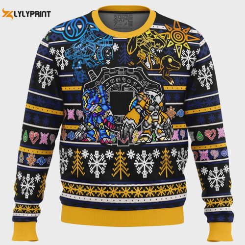 Get Festive with a Digimon Ugly Christmas Sweater – Perfect Gift for Anime Fans!