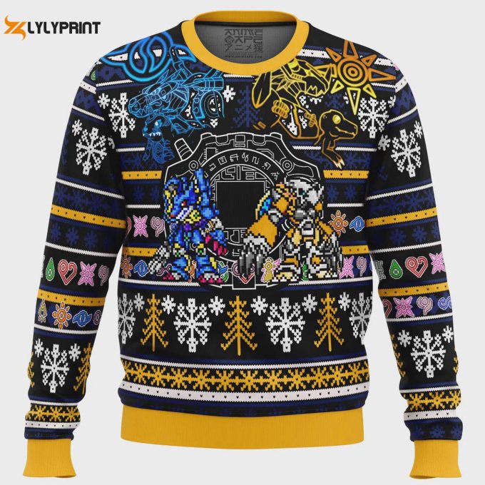 Get Festive With A Digimon Ugly Christmas Sweater – Perfect Gift For Anime Fans!