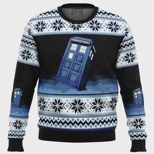 Get Festive with Doctor Who Tardis Ugly Christmas Sweater – Perfect for Whovians!