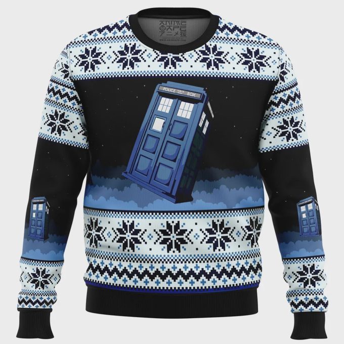 Get Festive With Doctor Who Tardis Ugly Christmas Sweater – Perfect For Whovians!