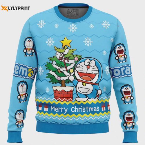 Doraemon Ugly Christmas Sweater: Festive & Fun Anime-Inspired Knitwear