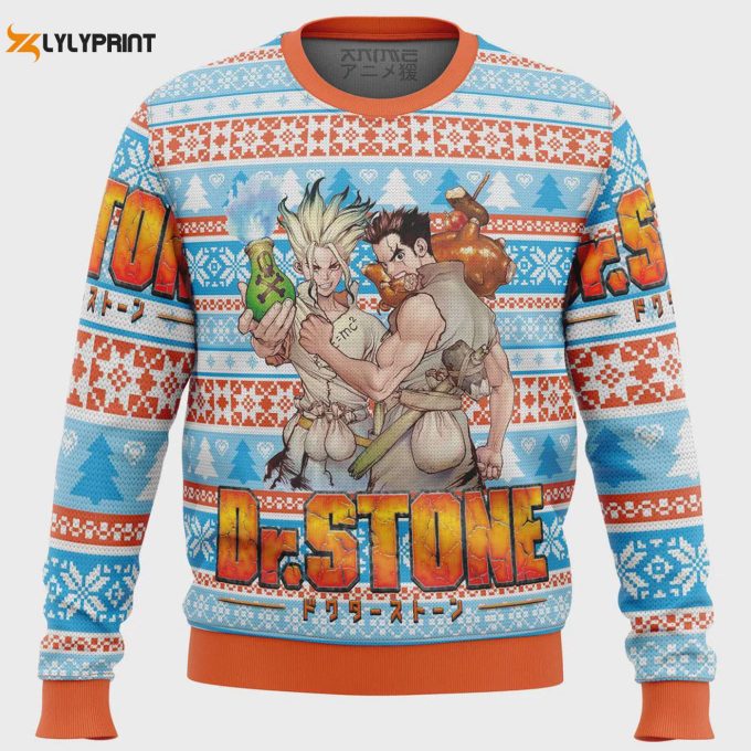 Get Festive With Dr Stone Alt Ugly Christmas Sweater - Unique Anime Design For The Holidays 1