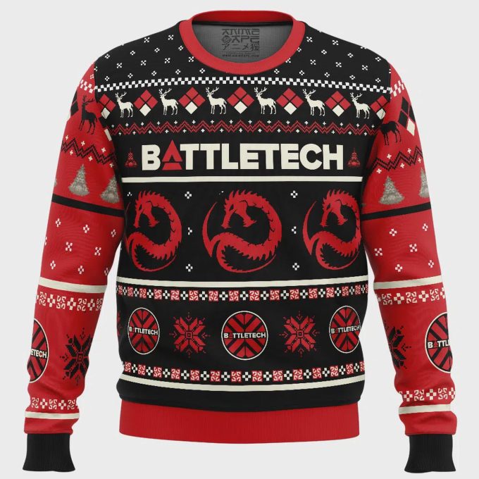 Get Festive With Draconis Battletech Ugly Christmas Sweater – Perfect Holiday Gift For Gamers