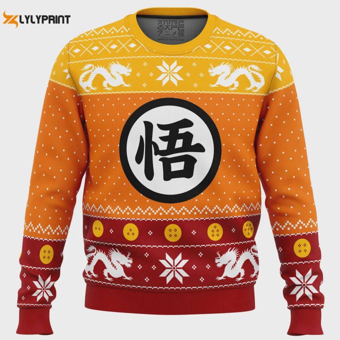 Get Festive With Dragon Ball Z Goku Ugly Christmas Sweater - Perfect Holiday Gift! 1