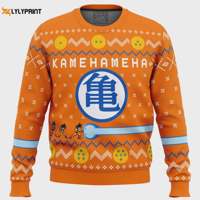 Get Festive With Dragon Ball Z Kamehameha Ugly Christmas Sweater – Perfect For Anime Fans!