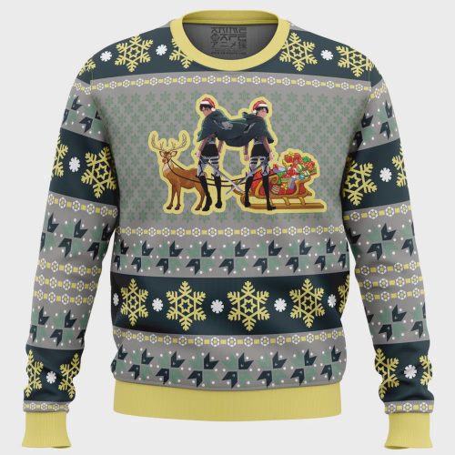 Eren Levi Attack on Titan Ugly Christmas Sweater: Festive Anime Apparel for Fans!