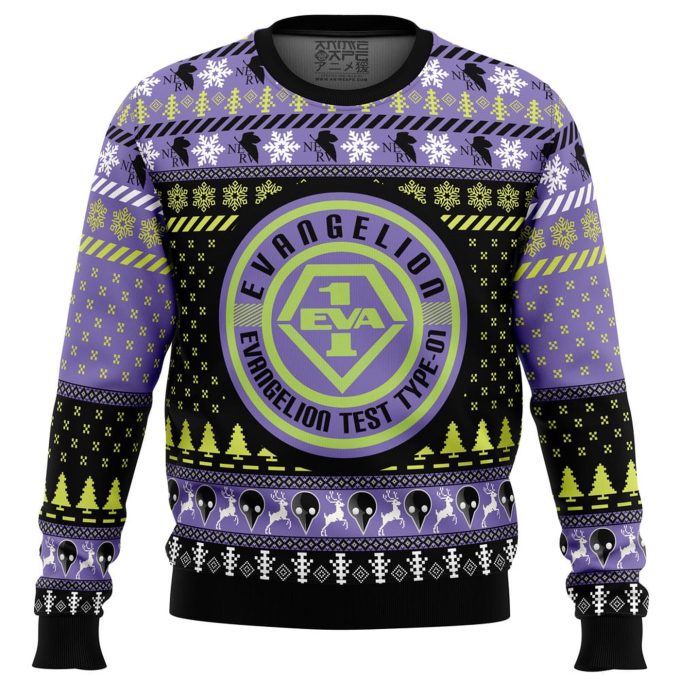 Get Festive With Eva-01 Neon Genesis Evangelion Ugly Christmas Sweater – Limited Edition Holiday Apparel