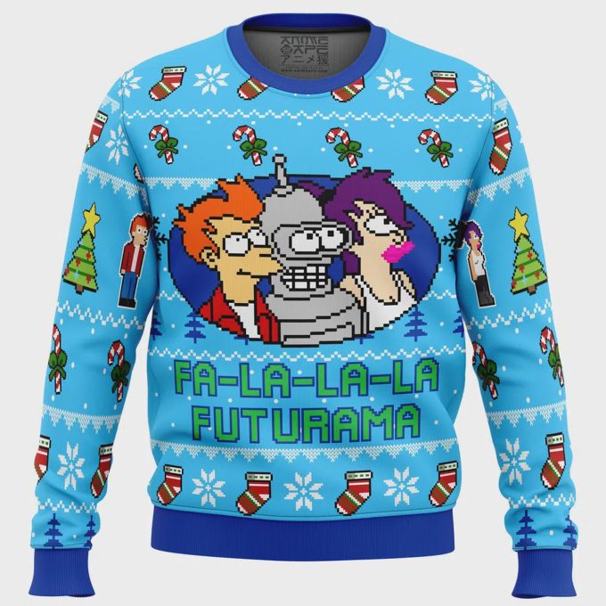 Get Festive With The Fa-La-La-La Futurama Ugly Christmas Sweater – Perfect Holiday Attire! 2