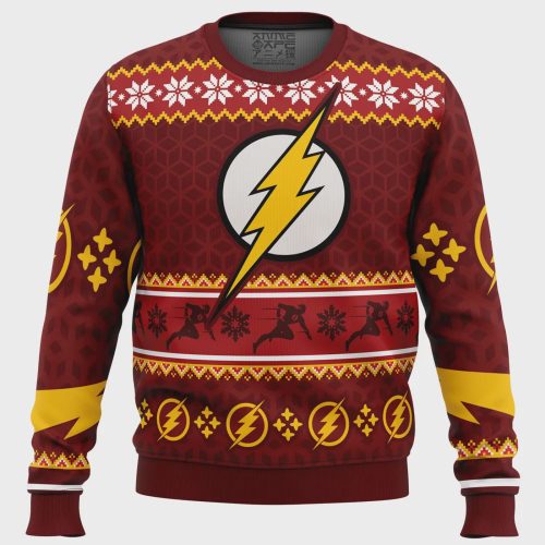 Get Festive with The Flash DC Comics Ugly Christmas Sweater – Fast & Stylish Holiday Attire!