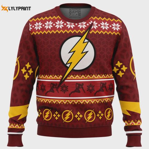 Get Festive with The Flash DC Comics Ugly Christmas Sweater – Fast & Stylish Holiday Attire!