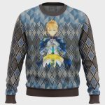 Fate Zero Saber Ugly Christmas Sweater: Festive Anime Merchandise for Fans!