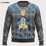 Fate Zero Saber Ugly Christmas Sweater: Festive Anime Merchandise for Fans!