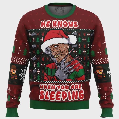 Spook up your Christmas with Fred Claws Freddy Krueger Ugly Sweater – Perfect Festive Attire!