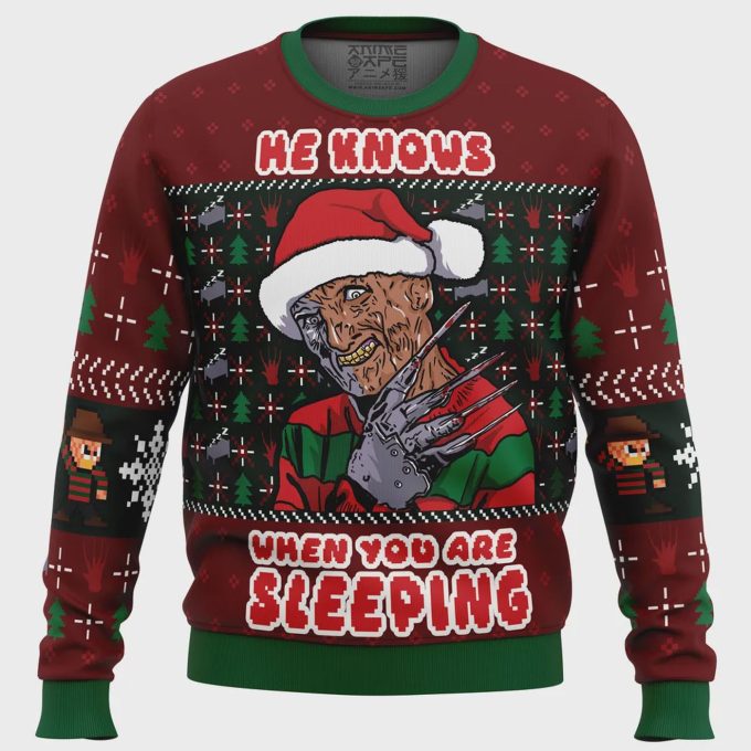 Spook Up Your Christmas With Fred Claws Freddy Krueger Ugly Sweater – Perfect Festive Attire!