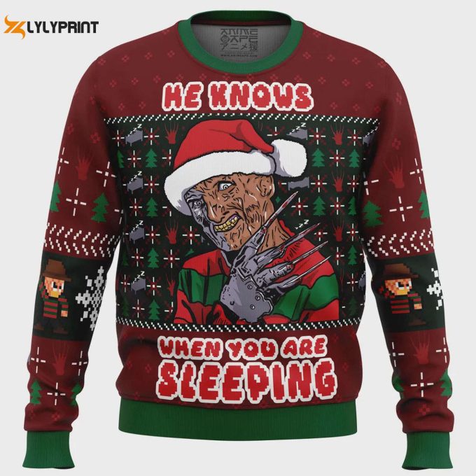 Spook Up Your Christmas With Fred Claws Freddy Krueger Ugly Sweater – Perfect Festive Attire!