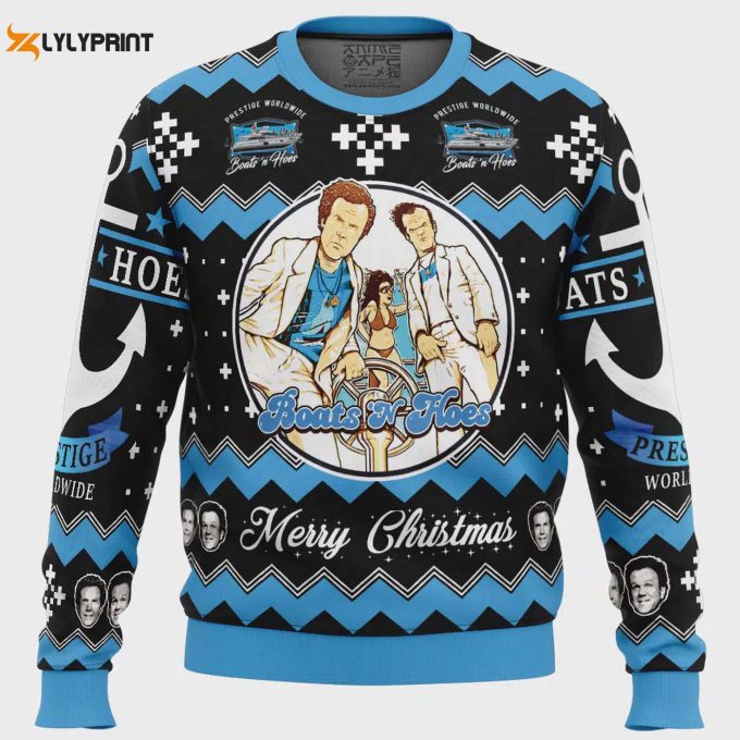 Hilarious Cool Boats And Hoes Ugly Christmas Sweater - Perfect For Festive Fun! 1