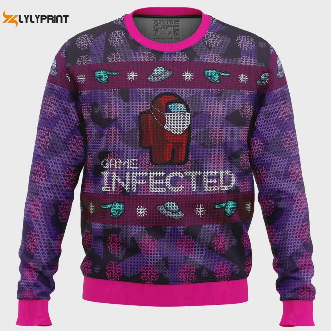 Get Festive With The Game Infected Among Us Ugly Christmas Sweater – Perfect For Gaming Enthusiasts!