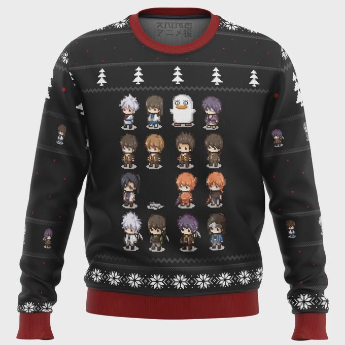 Gintama Sprites Ugly Christmas Sweater: Unique Anime-Inspired Design For Festive Fun! 2