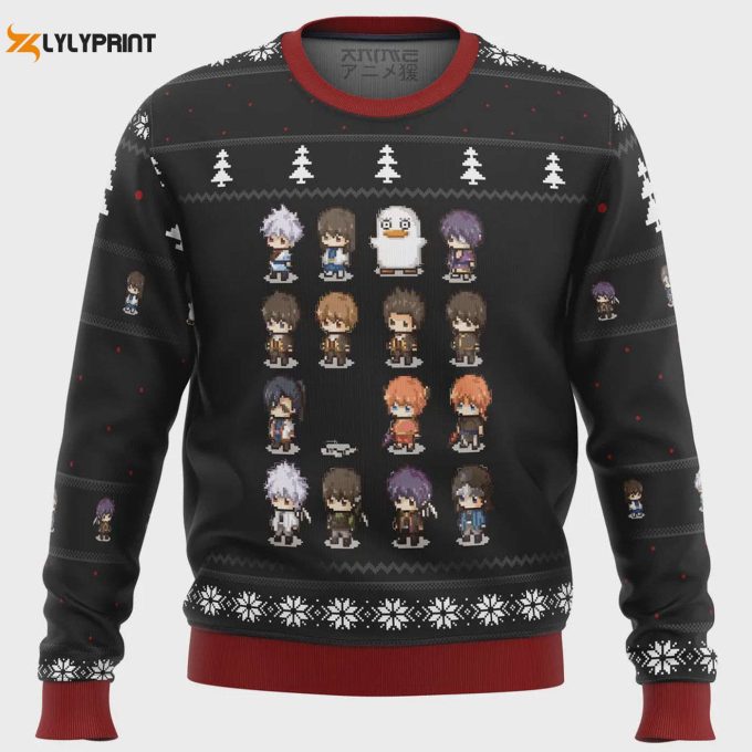 Gintama Sprites Ugly Christmas Sweater: Unique Anime-Inspired Design For Festive Fun! 1