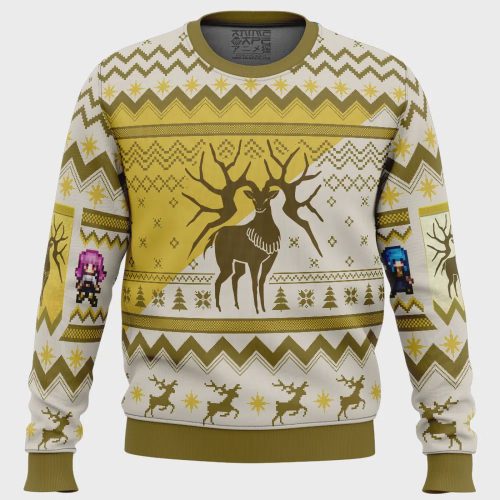 Golden Deer Fire Emblem Ugly Christmas Sweater: Festive Gaming Apparel for Fans