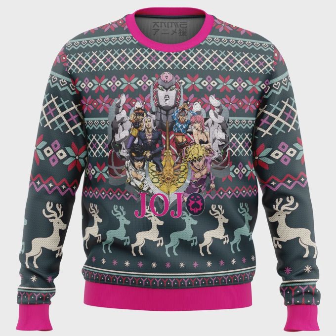 Get Festive With Golden Wind Jojo S Ugly Christmas Sweater – Perfect For Jojo Fans!