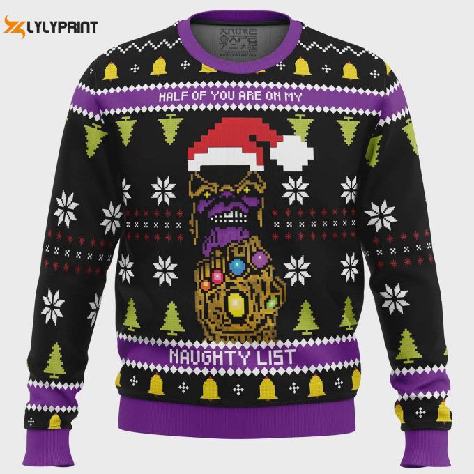 Naughty List Alert! Thanos Ugly Christmas Sweater – Perfect For The Holidays