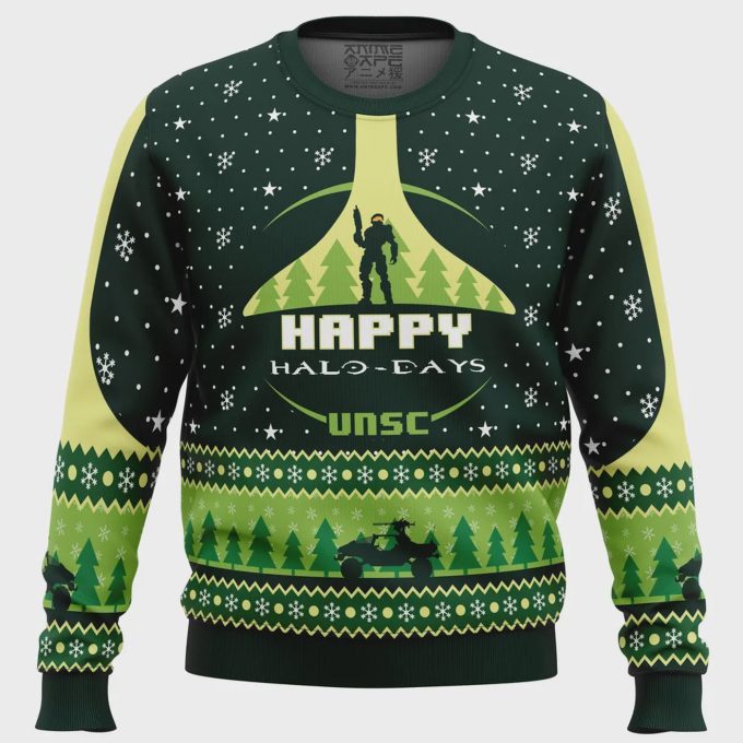 Halo Ugly Christmas Sweater: Celebrate The Holidays In Style With The Happy Halo-Days Sweater