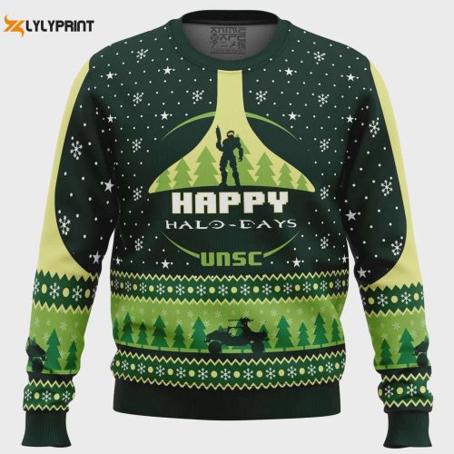 Halo Ugly Christmas Sweater: Celebrate the Holidays in Style with the Happy Halo-days Sweater