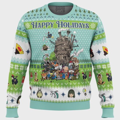 Get Festive with Happy Holidays Studio Ghibli Ugly Christmas Sweater – Limited Edition Fun & Cozy Apparel