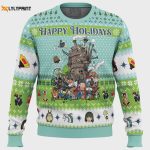 Get Festive with Happy Holidays Studio Ghibli Ugly Christmas Sweater – Limited Edition Fun & Cozy Apparel