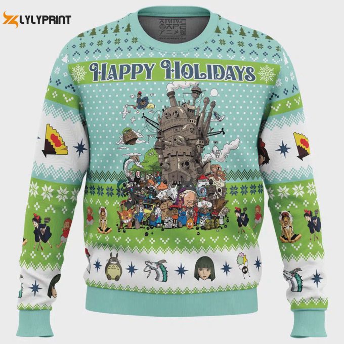 Get Festive With Happy Holidays Studio Ghibli Ugly Christmas Sweater – Limited Edition Fun &Amp;Amp; Cozy Apparel