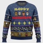 Spooktacular Happy Horrordays Ugly Christmas Sweater – Perfect for Halloween & Holidays!