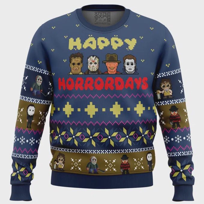 Spooktacular Happy Horrordays Ugly Christmas Sweater – Perfect For Halloween &Amp; Holidays!