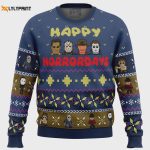 Spooktacular Happy Horrordays Ugly Christmas Sweater – Perfect for Halloween & Holidays!