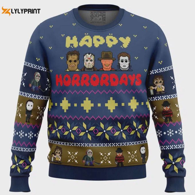 Spooktacular Happy Horrordays Ugly Christmas Sweater – Perfect For Halloween &Amp;Amp; Holidays!