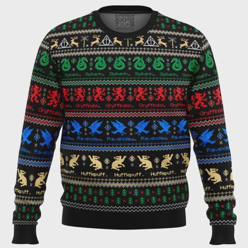 Magical Harry Potter Hogwarts Houses Ugly Christmas Sweater: Festive Wizarding Holiday Apparel