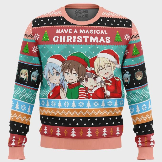 Get Festive With A Magical Konosuba Ugly Christmas Sweater - Perfect For A Memorable Christmas Celebration! 2