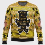 Get Festive with the Have I Gone Mad Alice in Wonderland Ugly Christmas Sweater – Perfect for Holiday Parties!