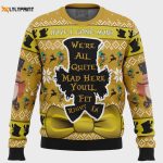 Get Festive with the Have I Gone Mad Alice in Wonderland Ugly Christmas Sweater – Perfect for Holiday Parties!