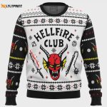 Get Festive with HellFire Club Stranger Things Ugly Christmas Sweater – Perfect for Fans & Holiday Parties!