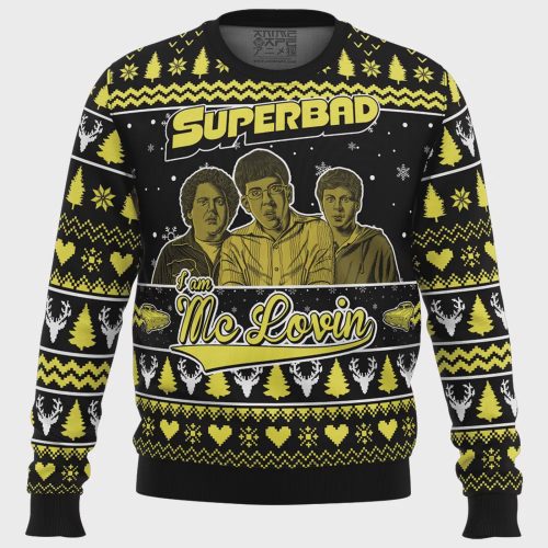 Get Festive with the Mc Lovin Superbad Ugly Christmas Sweater – Perfect for Holiday Fun!