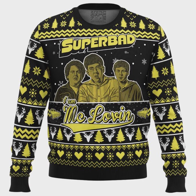 Get Festive With The Mc Lovin Superbad Ugly Christmas Sweater - Perfect For Holiday Fun! 2