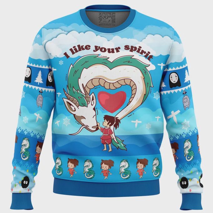 I Like Your Spirit Spirited Away Ugly Christmas Sweater – Festive Anime-Inspired Apparel