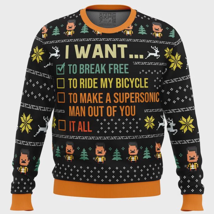 I Want To Break Free Queen Ugly Christmas Sweater: Festive And Fun Apparel For The Holidays!