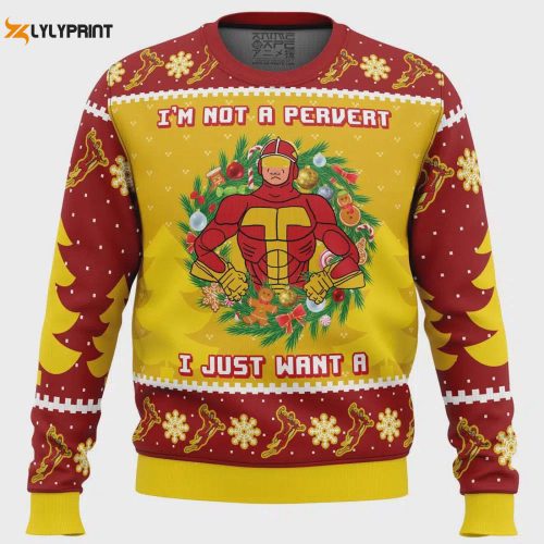 Get Festive with the I m Not a Pervert Turbo Man Ugly Christmas Sweater!