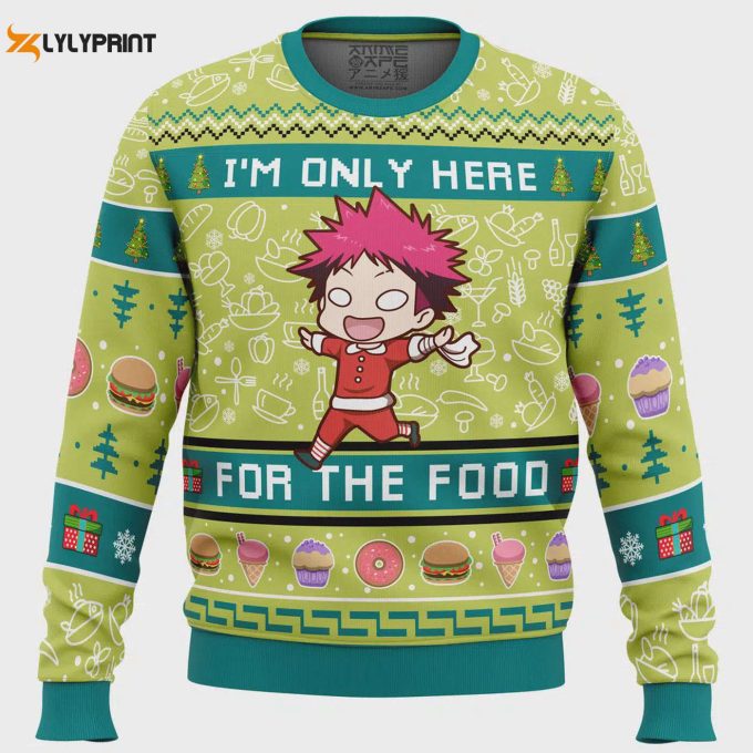 Get Festive With The I M Only Here For The Food Food Wars Ugly Christmas Sweater!